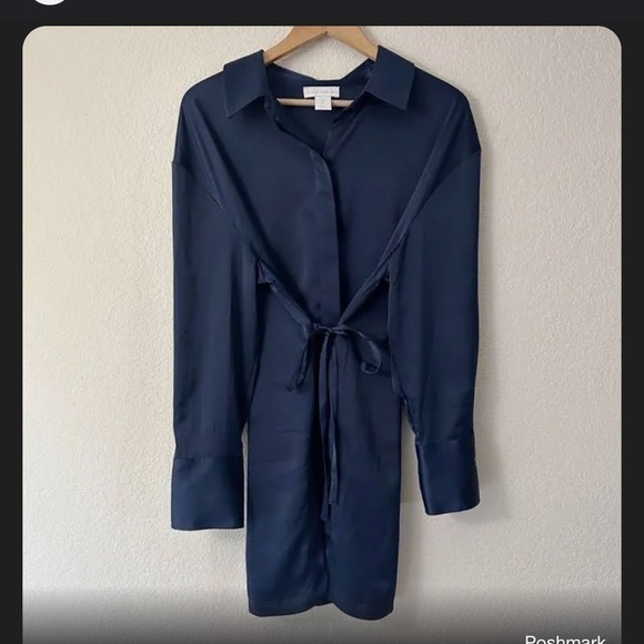 House of Harlow 1960 Dresses & Skirts - House of Harlow 1960 Navy Silk Dress Blouse